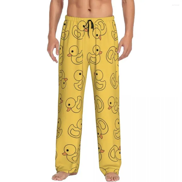 Vêtements de sommeil pour hommes imprimés en caoutchouc jaune pantalon pantalon de pyjama gothique salon de sommeil gothique avec poches