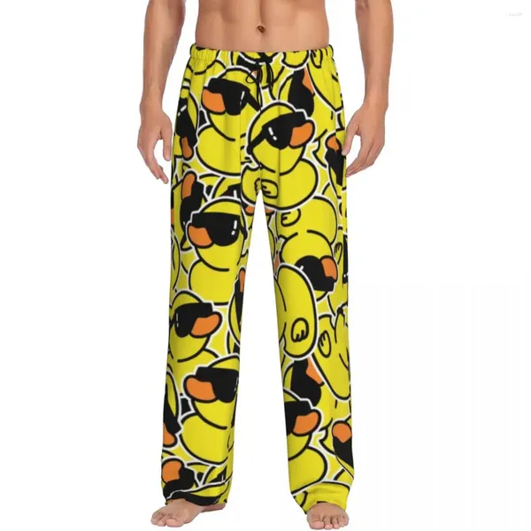 Vêtements de sommeil pour hommes doublés jaunes personnalisés animaux en caoutchouc pantalon pantalon de pyjama salon de sommeil