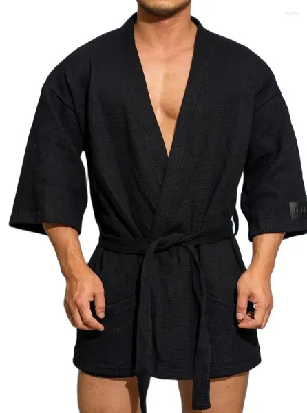 Ropa De Dormir para Hombre D. M Albornoz Corto Pijama De Algodón Sólido Sexy Cálido Ocio Bata De Baño para El Hogar Hombres