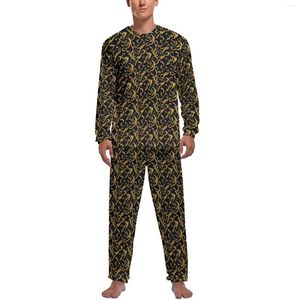 Vêtements de nuit pour hommes, pyjama baroque élégant, hiver 2 pièces, imprimé rétro, joli ensemble de pyjama, manches longues, costume graphique pour la maison