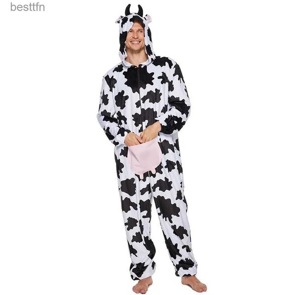 Vêtements de nuit pour hommes Eraspooky Adulte Vaches Pyjamas Femmes Onesies À Capuche Hommes Corps Complet Vêtements De Nuit Animal Kigurumi Cosplay Carnaval De Noël ComeL231011