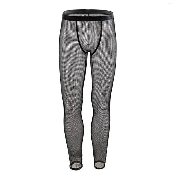 Vêtements de nuit pour hommes Pantalons érotiques Pyjamas Bas de sommeil Pantalons de salon transparents Résille Mesh Leggings transparents Hommes Longue Lingerie Sexy