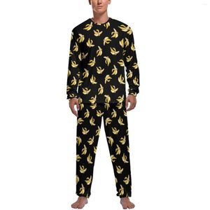 Heren nachtkleding vallende banaan pyjama lange mouw grappig fruit tweedelige casual pyjama sets herfst heren ontwerp mooi