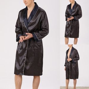 Mannen Nachtkleding Mode Heren Gewaden Zomer Slaap Bodems Emulatie Zijde Badjas Lange Mouw Lichtgewicht Baggy Pyjama Nachtjapon