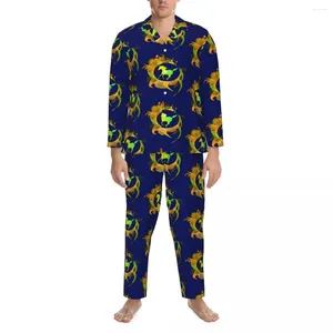 Vêtements de nuit pour hommes Pyjamas de chevaux plus rapides Homme Art abstrait Nuit confortable Automne 2 pièces Rétro surdimensionné Ensemble personnalisé