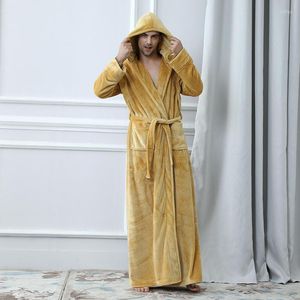 Vêtements de nuit pour hommes Robe de flanelle mâle avec capuche épaisse marque designer robe de chambre corail polaire hommes peignoir hiver long bain pour hommes