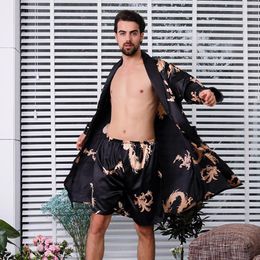 Heren slaapkleding fzslcyiyi 7xl 6xl 5xl 2pcs mannen badjas shorts pak kimono home silk mannelijke mantel sets zachte gezellige dunne badjurk met lange mouwen