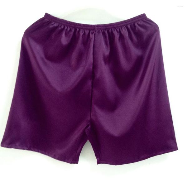 Vêtements de nuit pour hommes Accueil Pyjamas en satin de soie Shorts Bas de sommeil confortables en violet vin rouge argent gris et bleu nuances