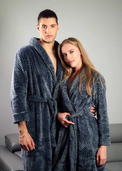 Ropa de dormir para hombres Luna de miel Albornoces personalizados Waffled Mujeres largas y hombres con capucha Robe Marido Esposa Marfil Borgoña Gris Ropa de dormir para hombres