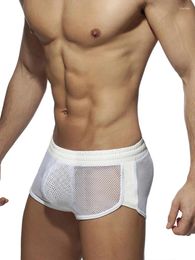 Vêtements de nuit pour hommes Pantalons de ménage Net Gaze Fente latérale Sexy Creux Taille basse Short Appel EyeTthin Money Pyjama