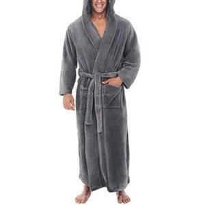 Heren Nachtkleding I-Sieraden S-5XL Heren Zacht Koraal Fleece Effen Kleur Zakken Lange Badjas Thuis Gown209y