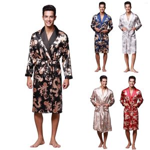 Nachtkleding voor heren IJspyjama's Nachtjapon Zijde Gedrukte badjas met lange mouwen Homewear Open slipje Lingerie voor dames