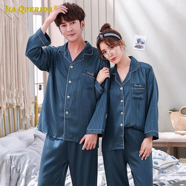 Conjunto de pijamas de seda de imitación para hombre