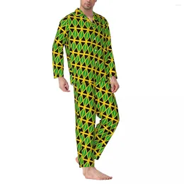 Voor heren Nachtkleding Jamaicaanse vlag Pyjamasets Lente Jamaica Modieus Schattig Dagelijks Unisex 2-delig Vintage Oversized Op maat Nachtkleding Geschenk