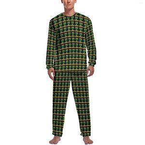 Heren Nachtkleding Jamaicaanse Vlag Pyjama Lange Mouw Liefde Jamaica 2 Stuks Slaap Pyjama Sets Herfst Mannelijke Ontwerp Mode