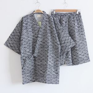 Ropa de dormir para hombres Kimono tradicional japonés Yukata Top Shorts Ropa Traje Pijamas de verano Conjunto para hombres Samurai Hombre Ropa de dormir Baño 230505