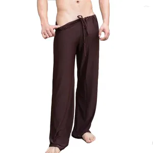 Heren slaapkleding Kwan.z pyjama's voor mannen sexy tie leggings Comfortabele huizen vrijetijdsgrote voeten mannelijke slaapbodem roupas