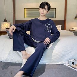 Vêtements de nuit pour hommes L-4XL grande taille hommes pyjamas ensemble automne coton pour homme loisirs sportif coréen mode pijamas garçon pyjama