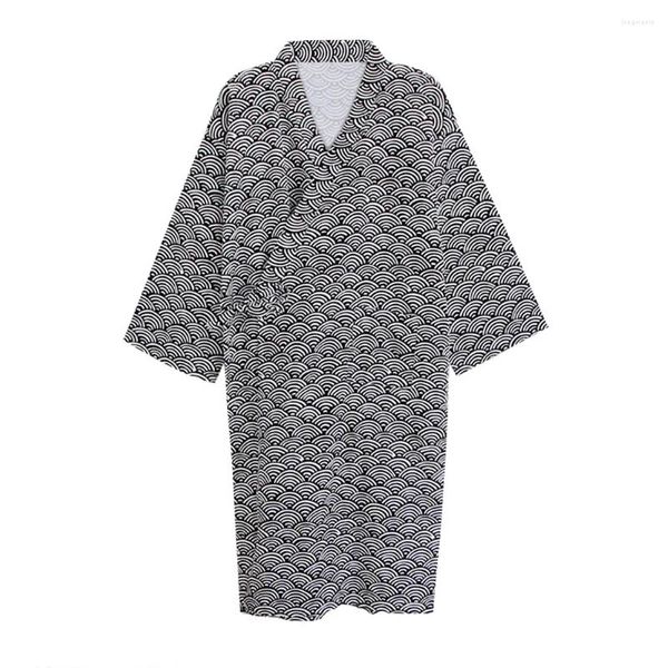 Vêtements de nuit pour hommes Lateronon Robe pour hommes Kimono Hommes Vague Cravate Taille Peignoir Robes de bain Coton Universel pour et femmes