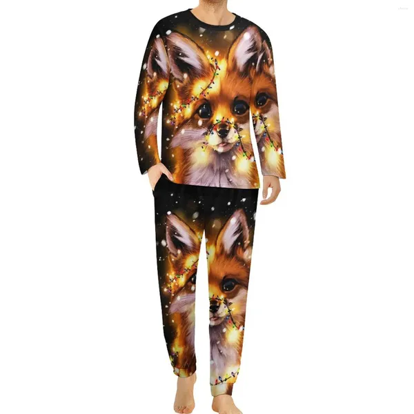 Vêtements de nuit pour hommes Light Beautiful Sky Pyjamas Automne 2 pièces Animal Mignon Ensemble Homme Manches longues Casual Graphic Home Costume Grande Taille