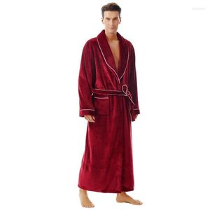 Slaapkleding voor heren Lange winter Kimono Bathrobe mannen Dikke flanellen gewaad jurk met pocket nachthemd losse koraal fleece intieme lingerie