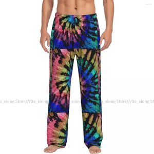 Nachtkleding voor heren Losse slaapbroeken Pyjama's Tie Dye-patroon Lange loungebroeken Casual huiskleding