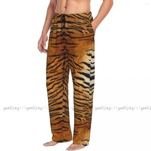 Vêtements de sommeil pour hommes pantalon de sommeil en vrac pyjamas tigre de cartone croquis de couleur image long bottons de salon