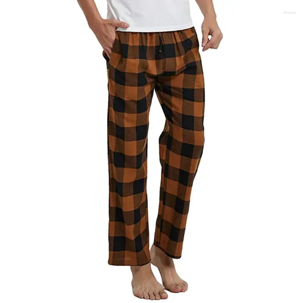 Pantalones de ropa de dormir para hombres Pantalones a cuadros de la cintura elástica elástica suelta cómoda pijama casual pantalones de sueño