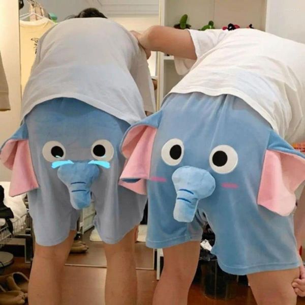 Vêtements de nuit masculins Loungewear pantalon pyjama 3d dessin animé Elephant Decor Couple short doux respirant unisexe