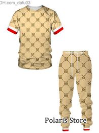 Heren Nachtkleding Luxe designer herenmode merk trainingsset zomer T-shirt broek 2-delige set retro kleding Z230719