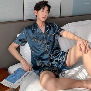 Ropa de dormir para hombre M-5XL pijama de verano para hombre talla grande pijamas de seda para hombre con pantalones tipo pijama de satén pijama Mujer