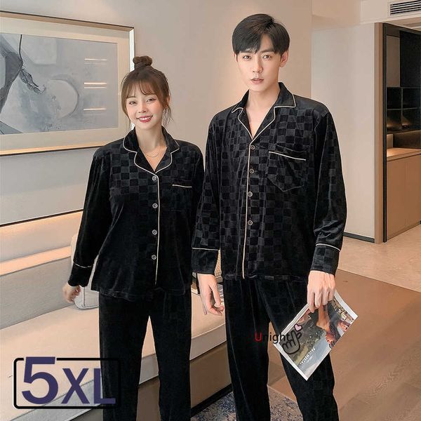 Vêtements de nuit pour hommes M-5XL Couple d'hiver Long Plaid épais velours pyjama pour hommes grand 5XL luxe Pijama Loungewear Homewear tissu grand 5XL T221103