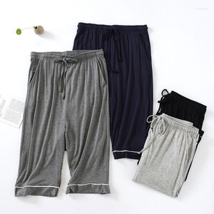 Ropa de dormir para hombres Modal para hombres Pantalones de pijama recortados Verano Tamaño grande Estiramiento Homewear Thin Flojo 6XL Pijama Homme RopaMen's