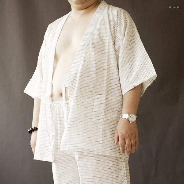 Ropa de dormir para hombres Pijamas para hombres Traje de kimono japonés Ropa interior informal para el hogar Primavera Obesa Grande