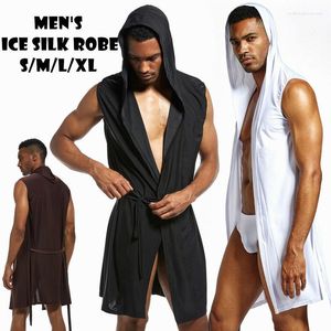 Heren slaapkleding mannen badjas sexy pyjama nachtkleding nachthemd hombre kleren mouwloze hap met capuchon bad gewaad baden plus maat