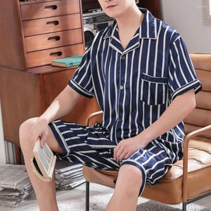 Heren slaapkleding mannen pyjama's set turn-down kraag knop sluiting korte mouwen Nightie Protective Summer Loungewear