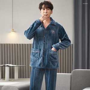 Vêtements de nuit pour hommes ensemble de pyjamas pour hommes pyjamas en flanelle d'hiver costumes épais molleton de corail grands chantiers costume de nuit vêtements de nuit vêtements de détente