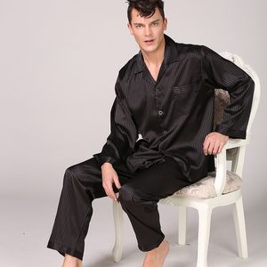 Vêtements de nuit pour hommes Costume décontracté pour hommes Pyjama en soie Pyjama rayé pour hommes Pyjama pour hommes Ensemble Pantalon à manches longues Ensemble en soie Grand Homewear 230330