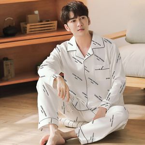 Pyjamas en coton pour hommes avec lettres pour hommes 2 pièces Lounge Sleepwear Pijama Autumn Bedgown Home Clothes Man PJs Pure Cotton Pyjamas Set 230311