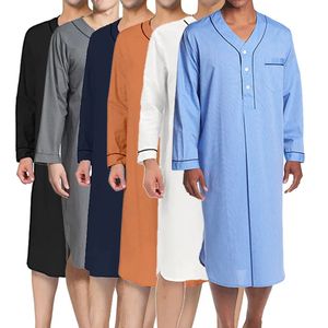 Vêtements de nuit pour hommes Pyjamas à manches longues à col en V pour hommes Lounge Homewear Pyjamas de couleur unie en vrac Chemise de nuit Chemises de nuit pour hommes Vêtements de nuit Plus Taille S-3XL 231211