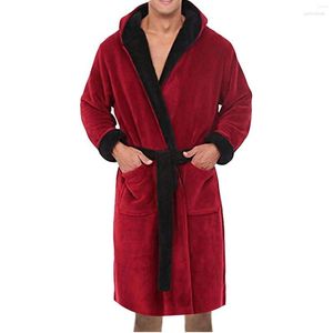 Vêtements de nuit pour hommes Hommes Hommes Casual Kimono Peignoir Hiver Printemps Flanelle Longue Robe Épaisse Slpwear À Capuchon Chemise De Nuit Mâle Lâche Home Wear