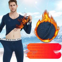 Herren-Nachtwäsche Nahtloses Thermo-Unterwäsche-Set für Herren, lange Unterhosen, dünner V-Ausschnitt für junge und mittlere Altersgruppen sowie samtiges, kaltes Winter-Bottom-Shirt T221017