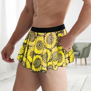 Heren slaapkleding mannen rok kort geplooide vintage bedrukte unisex mini met elastisch taille ontwerp zacht ademend voor