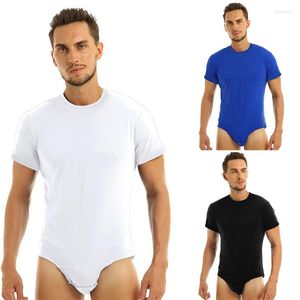 Ropa de dormir para hombres, tops para dormir, mono, manga corta, cuello redondo, botón, transpirable, pijama de una pieza para el hogar