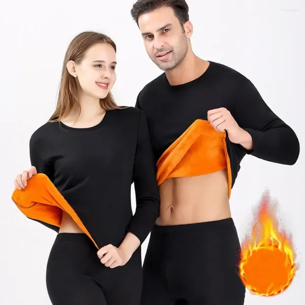 Ropa de dormir para hombres Conjunto de ropa interior térmica para hombres Conjunto de pijama de manga larga con forro polar grueso y cálido de invierno unisex para capa base deportiva