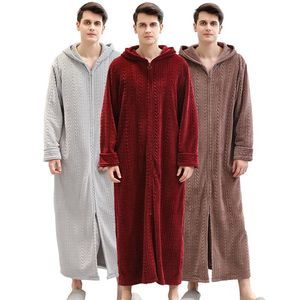 Ropa de dormir para hombres Bata con capucha para hombre Cuello de chal de invierno Albornoz de lana Suave Spa Felpa Largo Cálido para hombres Cómodo Camisón de longitud completa