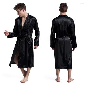 Vêtements de nuit pour hommes Hommes Kimono Satin Soie de glace Robe de bain pour hommes Grande taille Hombre Largo Solide Luxe Badjas Mannen