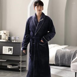 Vêtements de nuit pour hommes Hommes Longue Robe De Bain Chaud Super Doux Flanelle Corail Polaire Kimono Peignoir Mâle Robe De Chambre Robes Pijamas Hombre
