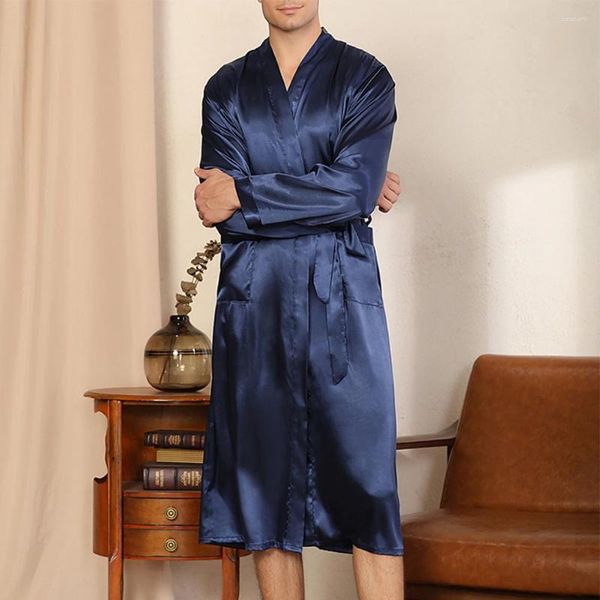 Vêtements pour hommes pour hommes à émulation longue pyjama en soie Bathrobe de robe de robe