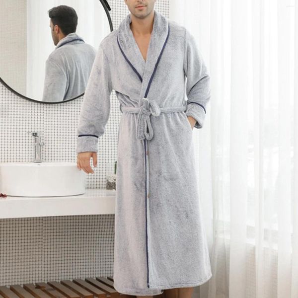 Ropa De Dormir para Hombres Camisón para Hombre Franela De Invierno Pijamas con Botones Sueltos Engrosados Ropa Informal Ropa De Dormir Ropa Gruesa para El Hogar para Hombre Albornoz Suave